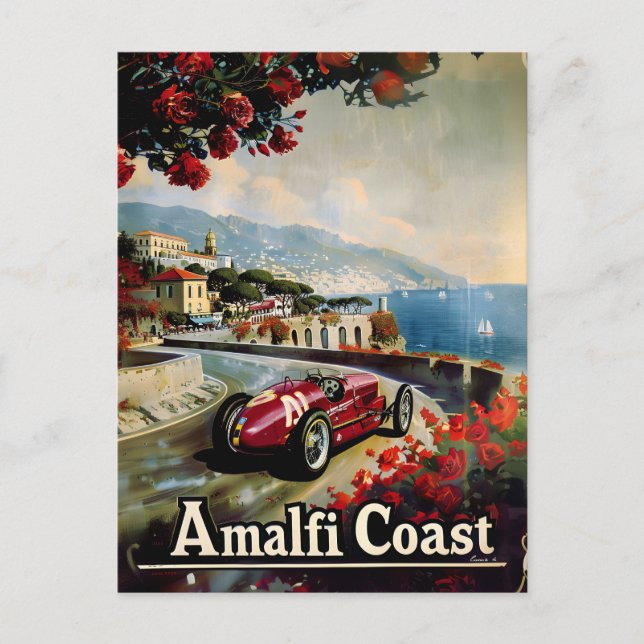 Amalfi Coast Vintage Racing Car Postcard (Front)