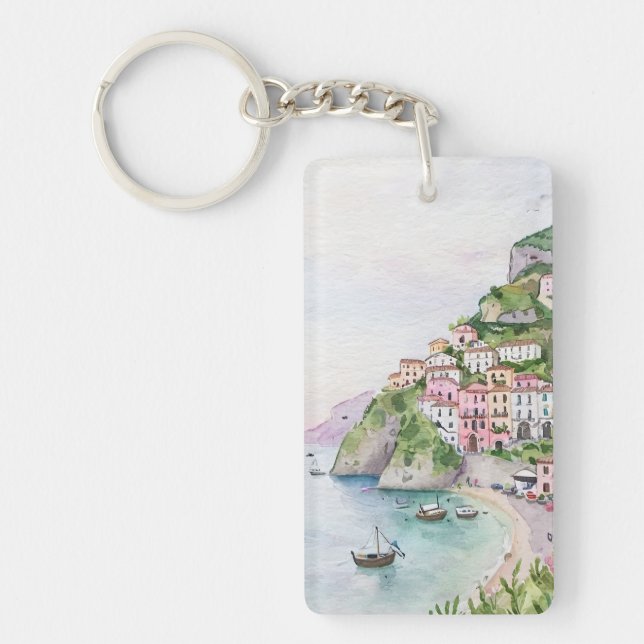 Amalfi Coast Watercolor Keychain (Front)
