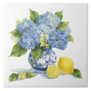 Amalfi Coast Watercolor Mediterranean Lemon  Tile