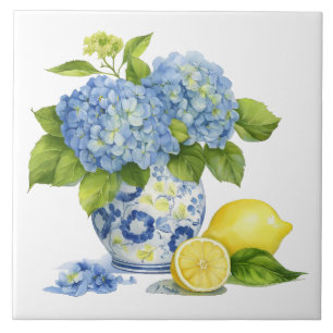 Amalfi Coast Watercolor Mediterranean Lemon Tile