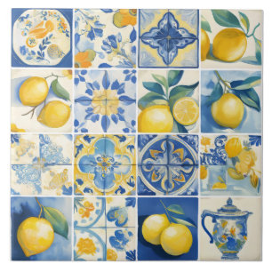 Amalfi Coast Watercolor Mediterranean Lemon Tile