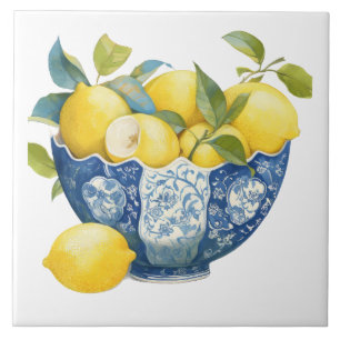 Amalfi Coast Watercolor Mediterranean Lemon Tile