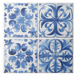 Amalfi Coast Watercolor Mediterranean Lemon  Tile