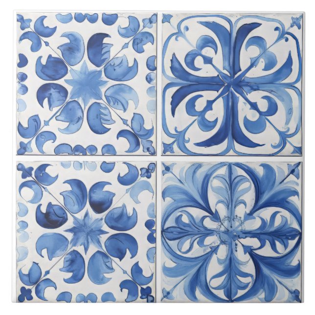 Amalfi Coast Watercolor Mediterranean Lemon  Tile (Front)