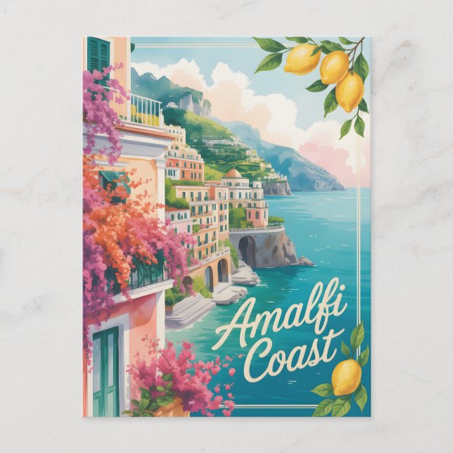 Amalfi Coast watercolor Postcard (Front)