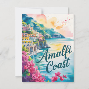 Amalfi Coast watercolor Postcard