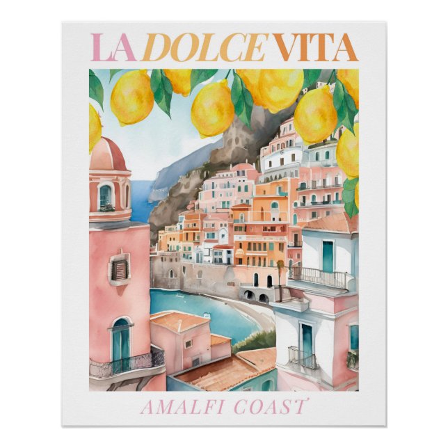 Amalfi Coast Watercolor Print (Front)