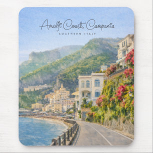 Amalfi Coast Watercolor Romantic Travel Keepsake Mouse Mat