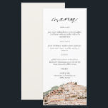 AMALFI COAST Watercolor Wedding Menu Cards<br><div class="desc">This menu features a watercolor painting of The Amalfi Coast paired with a simple font combination. This menu is perfect for your travel themed or Italian adventure themed wedding or event.</div>