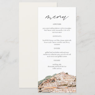 AMALFI COAST Watercolor Wedding Menu Cards