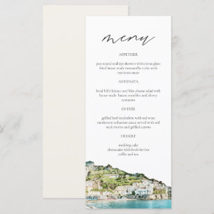 AMALFI COAST Watercolor Wedding Menu Cards