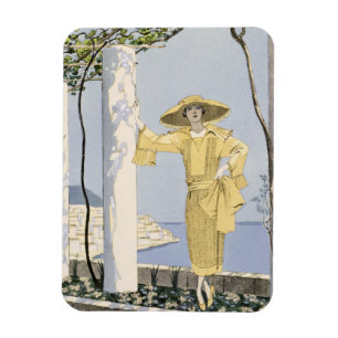 Amalfi, illustration of a woman in a yellow dress magnet