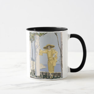 Amalfi, illustration of a woman in a yellow dress mug
