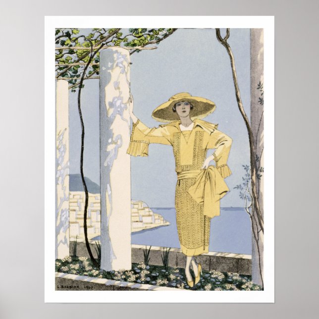 Amalfi, illustration of a woman in a yellow dress poster (Front)