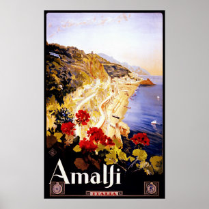 Amalfi ~ Italia ~ Vintage Italian Travel Poster. Poster