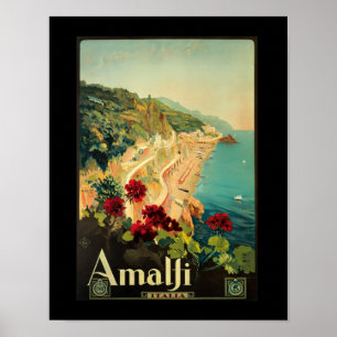 Amalfi Italia Vintage Italy Travel  Poster