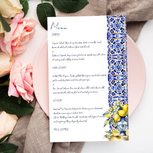 Amalfi Italian blue tiles lemon menu card template