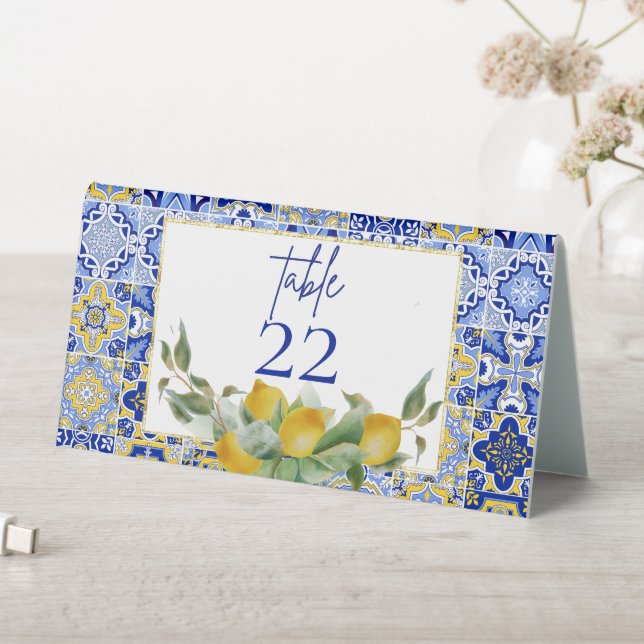 Amalfi Italian Blue Tiles Lemons Wedding (In SItu (Table))