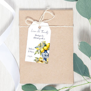 Amalfi Italian blue tiles lemons wedding favours Gift Tags