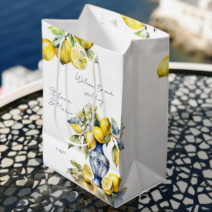 Amalfi Italian blue tiles lemons wedding welcome  Medium Gift Bag