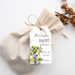 Amalfi Italian blue vase lemon baby shower favour Gift Tags