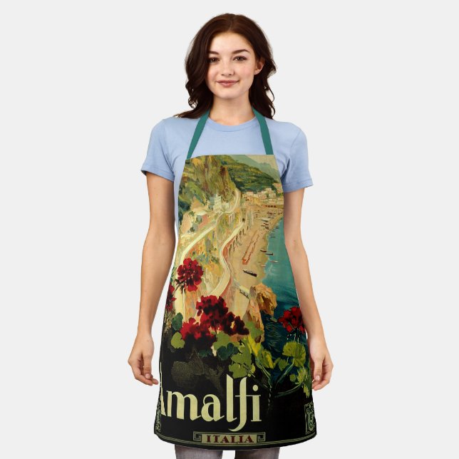 Amalfi Italian Coast, Vintage Travel Poster Italy Apron (Worn)