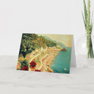 Amalfi Italian Coast, Vintage Travel Poster Italy Card