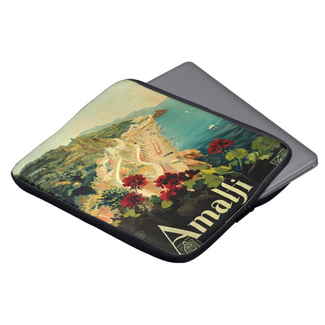 Amalfi Italian Coast, Vintage Travel Poster Italy Laptop Sleeve (Front Top)