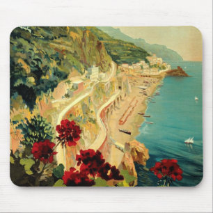 Amalfi Italian Coast, Vintage Travel Poster Italy Mouse Mat