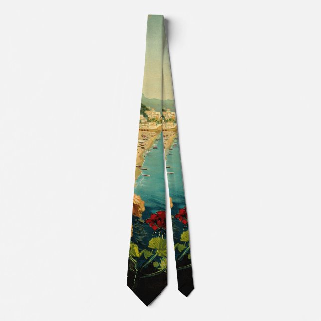 Amalfi Italian Coast, Vintage Travel Poster Italy Tie (Front)