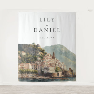 Amalfi Italian Wedding Photo Backdrop Tapestry