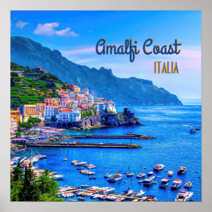 Amalfi Italy Europe Modern Photography Travel Poster