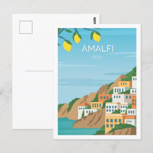 Amalfi Italy Famous Travel Place Illustration Postcard