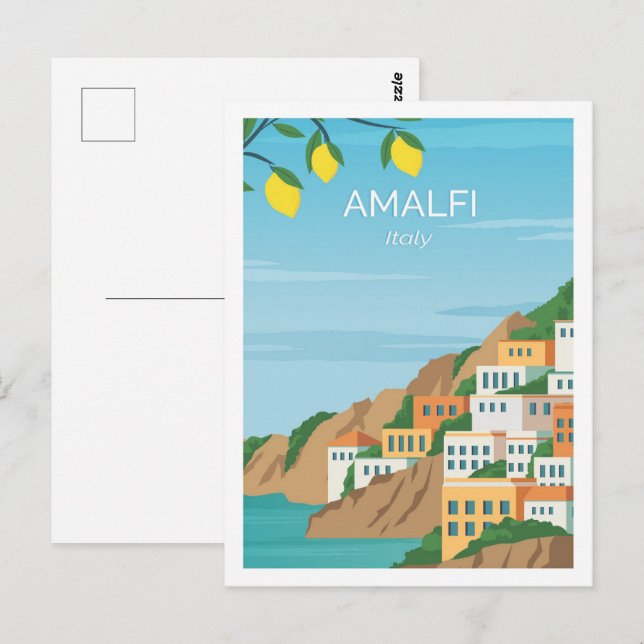 Amalfi Italy Famous Travel Place Illustration Postcard (Front/Back)