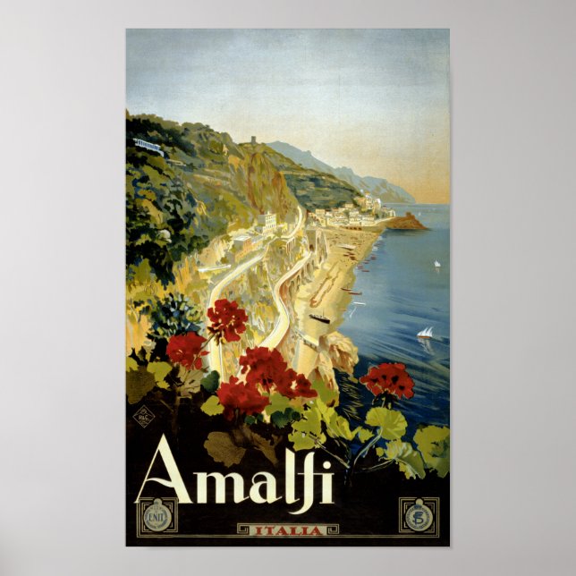 Amalfi Italy Italia Vintage Poster Restored (Front)