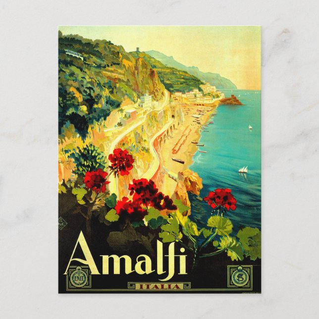 Amalfi Italy Italia VintageTravel Advertisement Postcard (Front)