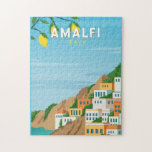 Amalfi Italy Retro Travel Art Vintage Jigsaw Puzzle<br><div class="desc">Amalfi vector art design. Amalfi is a town in a dramatic natural setting below steep cliffs on Italy’s southwest coast.</div>