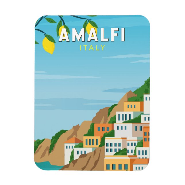 Amalfi Italy Retro Travel Art Vintage  Magnet (Vertical)