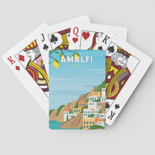 Amalfi Italy Retro Travel Art Vintage Playing Cards (Back)