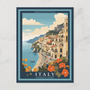 Amalfi Italy Retro Travel Vintage Postcard