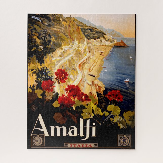 Amalfi Italy Travel Poster Art Graphic Jigsaw Puzzle (Vertical)