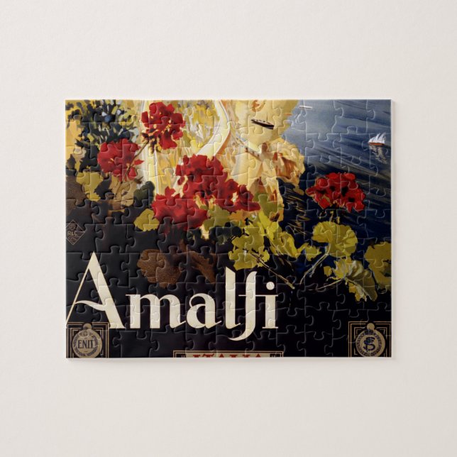 Amalfi Italy Travel Poster Art Graphic Jigsaw Puzzle (Horizontal)