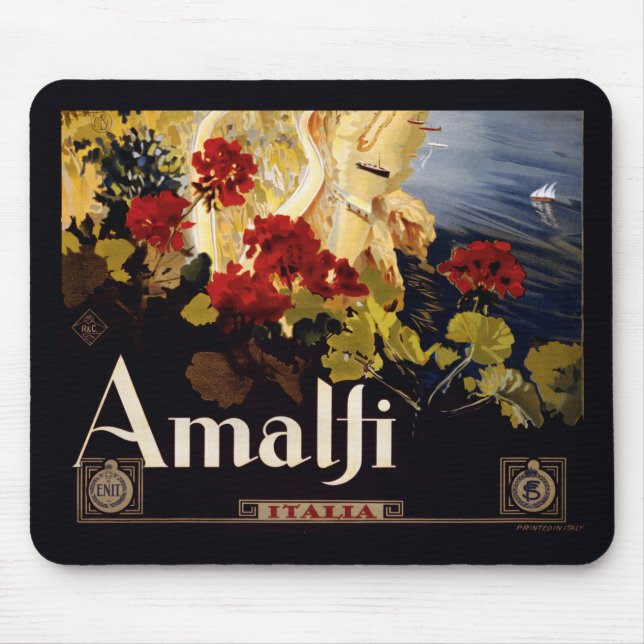 Amalfi Italy Travel Poster Art Graphic Mouse Mat (Front)