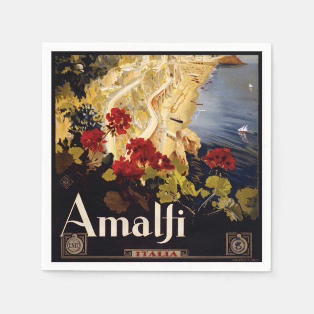 Amalfi Italy Travel Poster Art Graphic Napkin (Front)