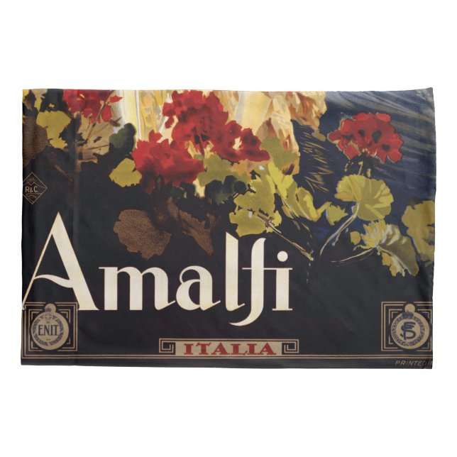 Amalfi Italy Travel Poster Art Graphic Pillowcase (Back)