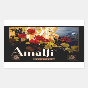 Amalfi Italy Travel Poster Art Graphic Rectangular Sticker