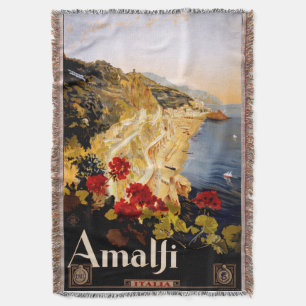 Amalfi Italy Travel Poster Art Graphic Throw Blanket