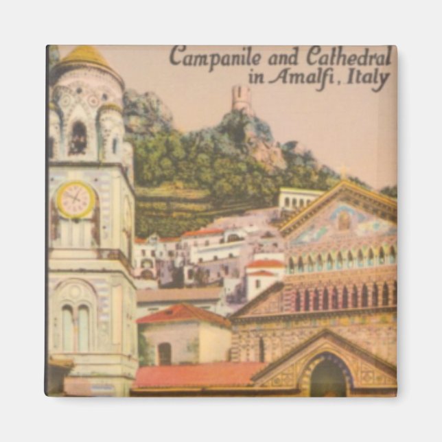 Amalfi, Italy Vintage Cathedral Postcard Magnet (Front)