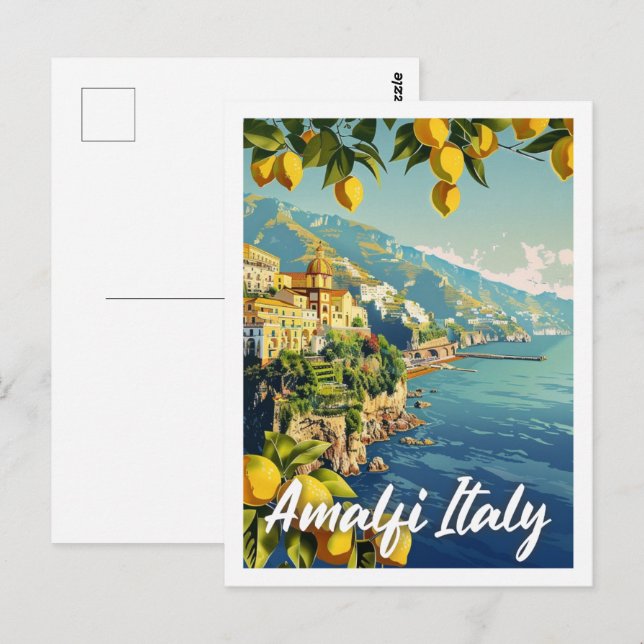 Amalfi Italy Vintage Famous Travel Place Postcard (Front/Back)