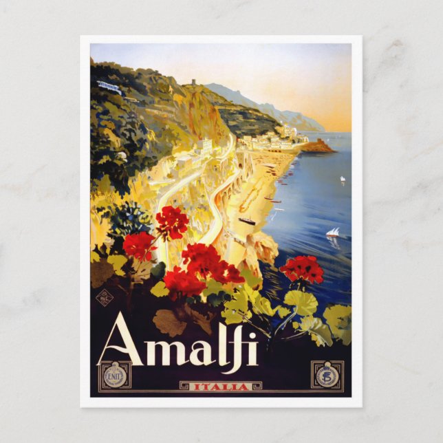 Amalfi Italy vintage travel Postcard (Front)